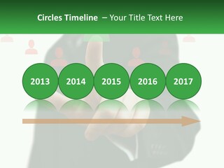 A Man In A Suit Pointing To A Green Button PowerPoint Template