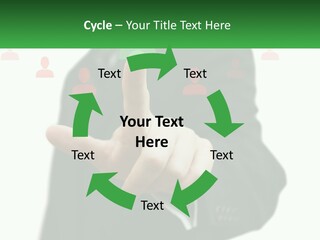 A Man In A Suit Pointing To A Green Button PowerPoint Template