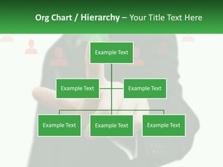 A Man In A Suit Pointing To A Green Button PowerPoint Template