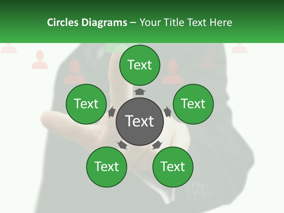 A Man In A Suit Pointing To A Green Button PowerPoint Template