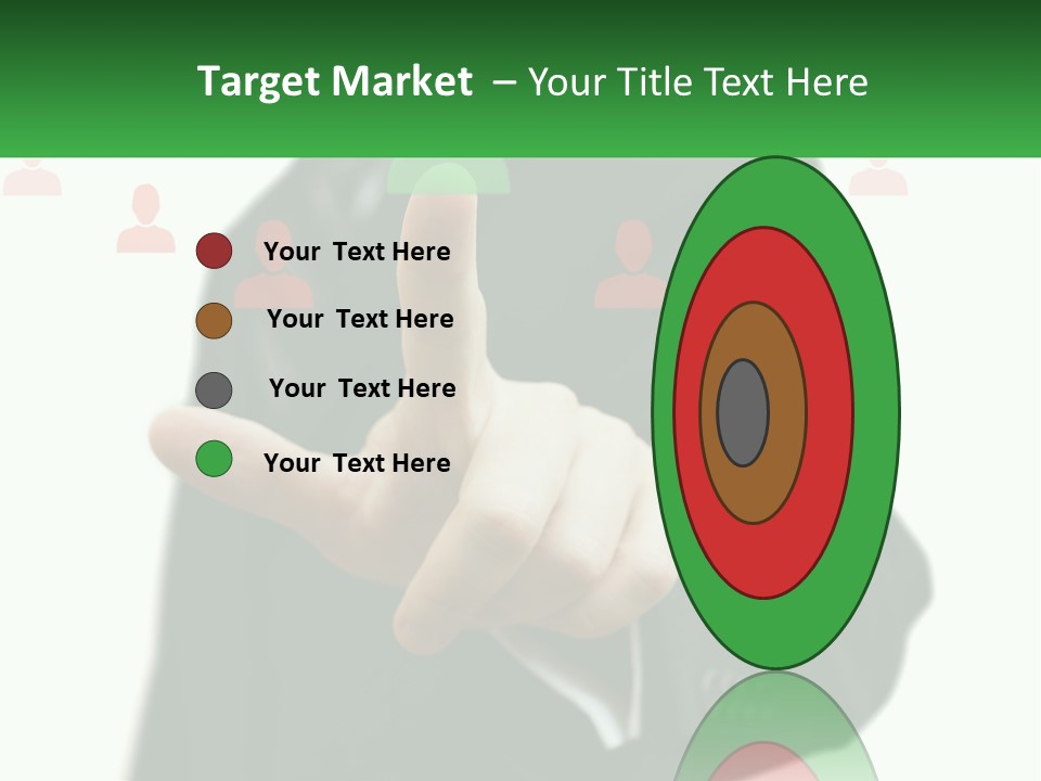 A Man In A Suit Pointing To A Green Button PowerPoint Template