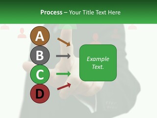 A Man In A Suit Pointing To A Green Button PowerPoint Template