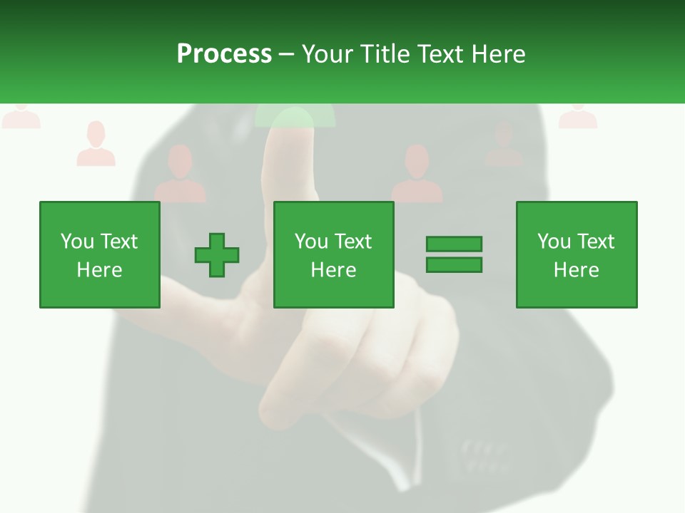 A Man In A Suit Pointing To A Green Button PowerPoint Template