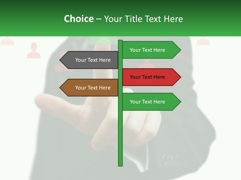 A Man In A Suit Pointing To A Green Button PowerPoint Template