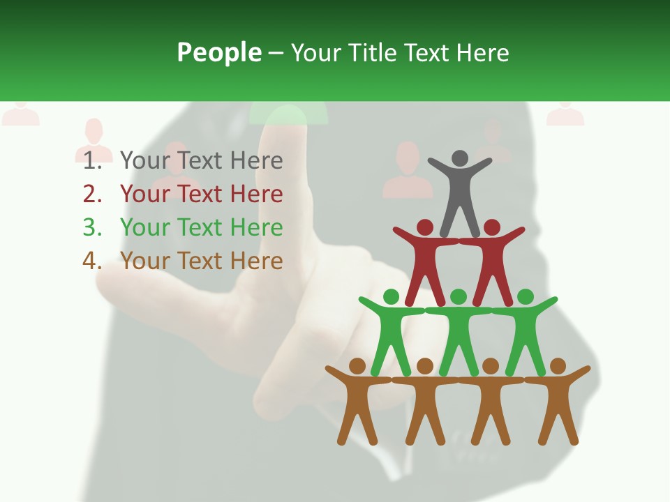 A Man In A Suit Pointing To A Green Button PowerPoint Template