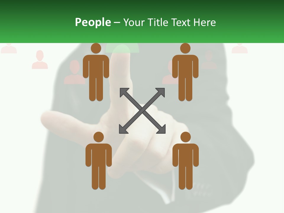 A Man In A Suit Pointing To A Green Button PowerPoint Template