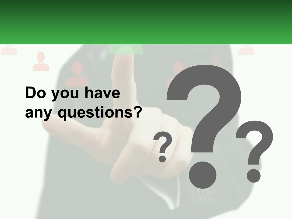 A Man In A Suit Pointing To A Green Button PowerPoint Template