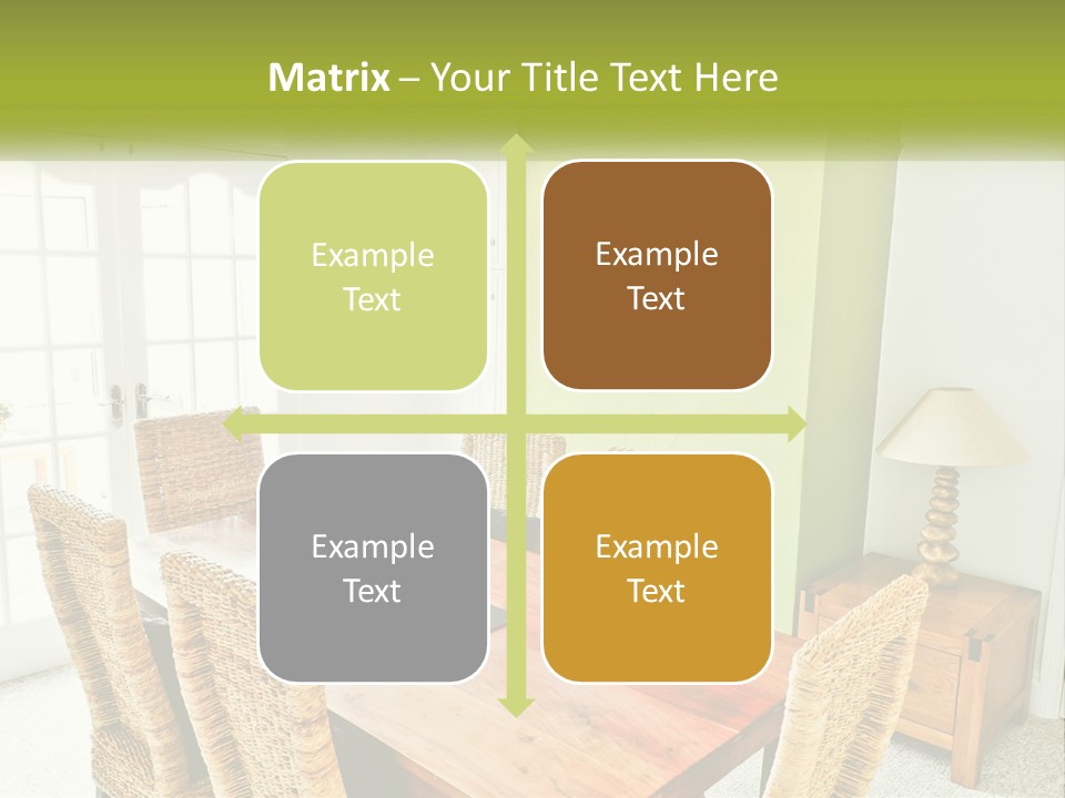 A Table With Chairs And A Lamp In A Room PowerPoint Template