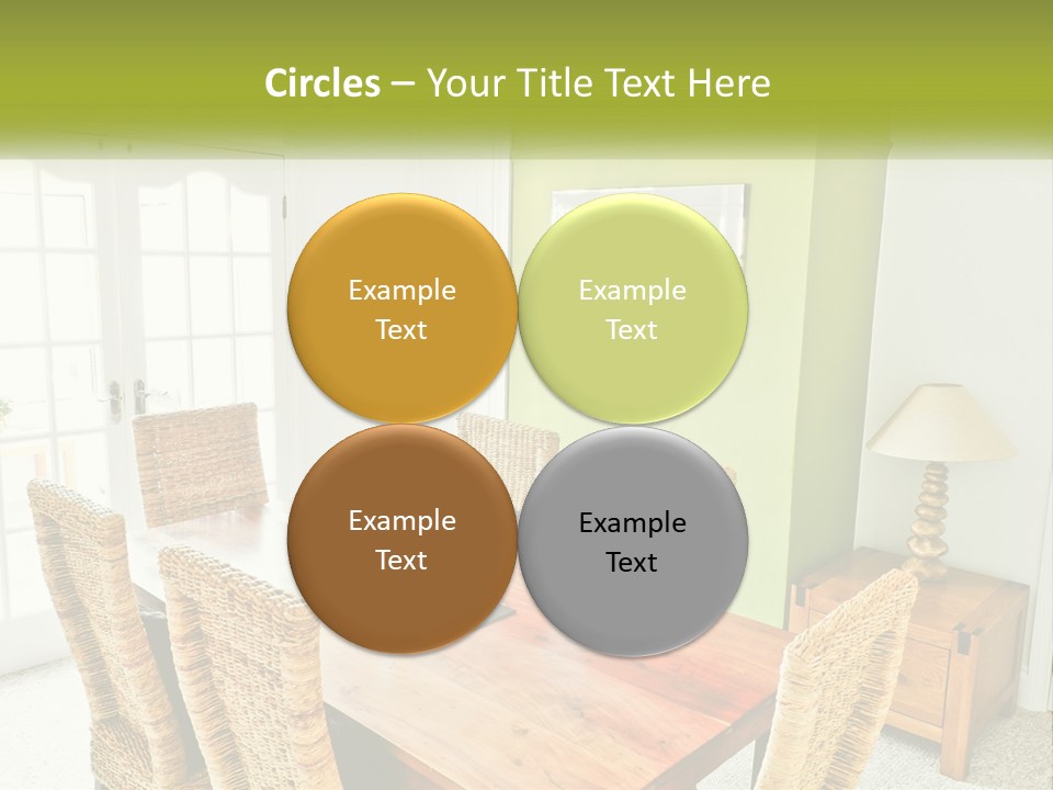 A Table With Chairs And A Lamp In A Room PowerPoint Template