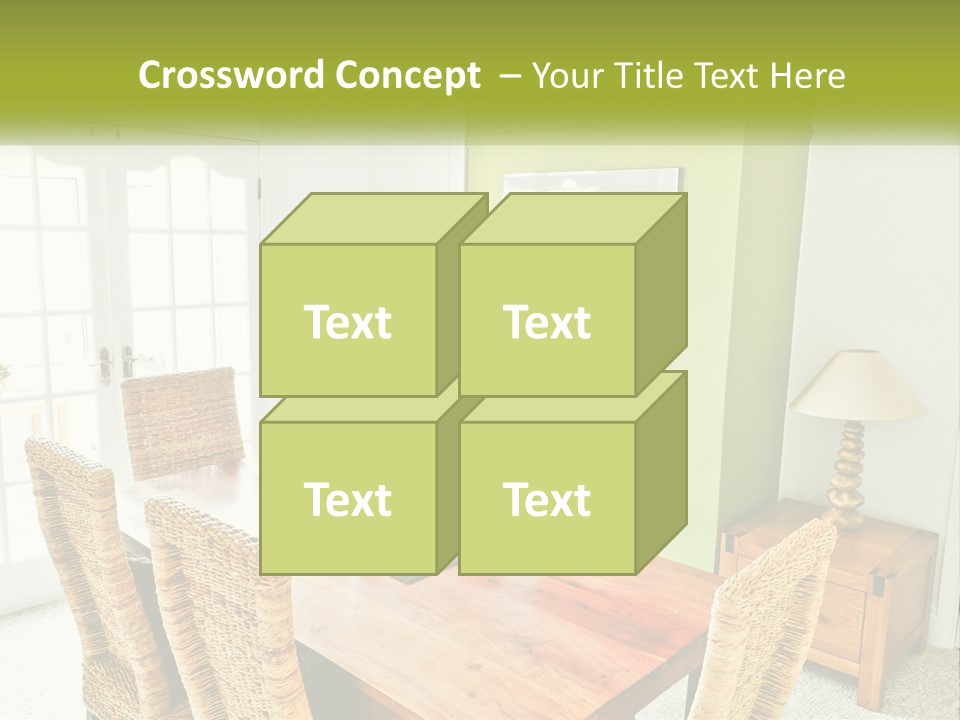 A Table With Chairs And A Lamp In A Room PowerPoint Template