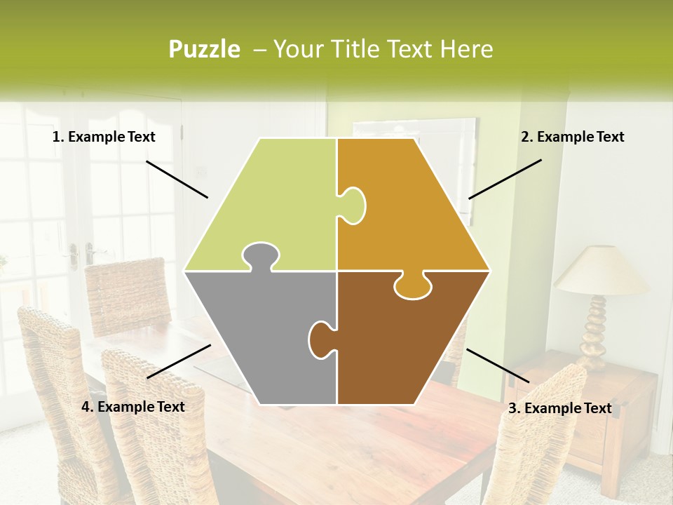 A Table With Chairs And A Lamp In A Room PowerPoint Template