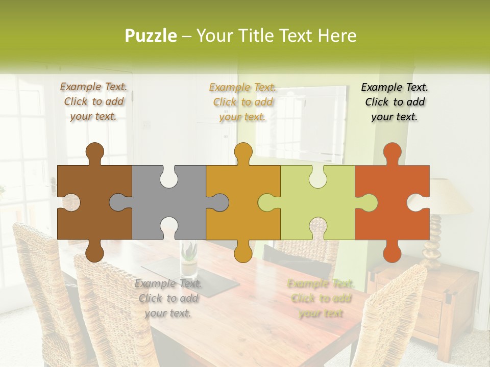 A Table With Chairs And A Lamp In A Room PowerPoint Template