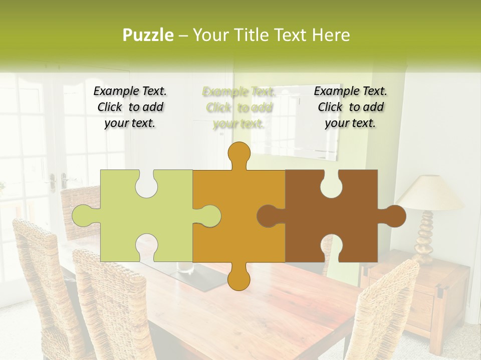 A Table With Chairs And A Lamp In A Room PowerPoint Template