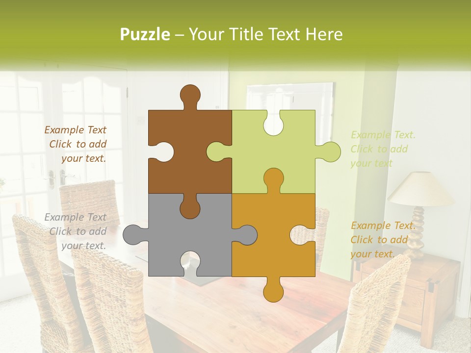 A Table With Chairs And A Lamp In A Room PowerPoint Template