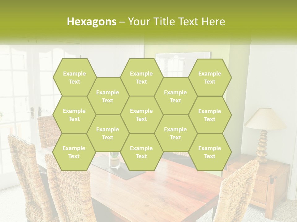 A Table With Chairs And A Lamp In A Room PowerPoint Template