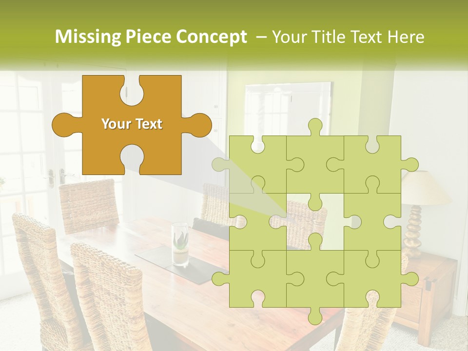 A Table With Chairs And A Lamp In A Room PowerPoint Template