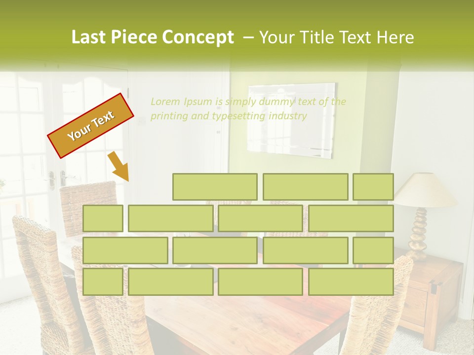 A Table With Chairs And A Lamp In A Room PowerPoint Template