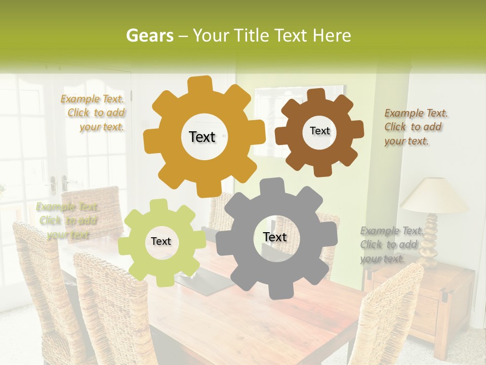 A Table With Chairs And A Lamp In A Room PowerPoint Template