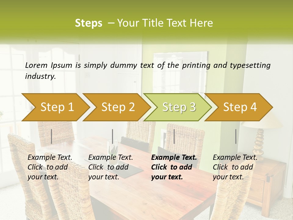 A Table With Chairs And A Lamp In A Room PowerPoint Template
