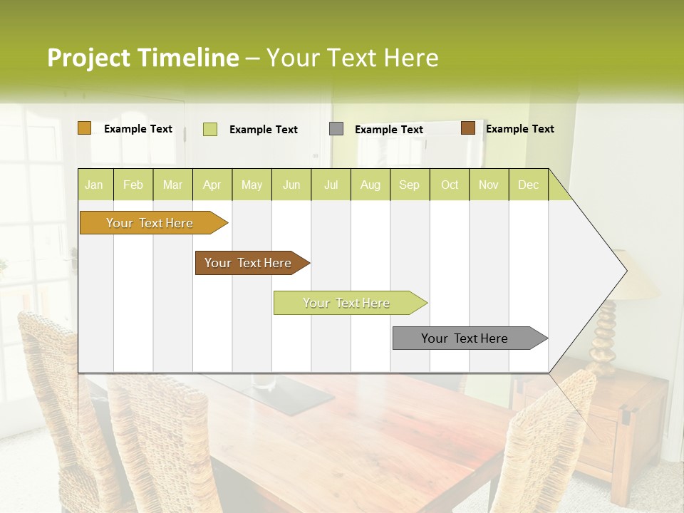 A Table With Chairs And A Lamp In A Room PowerPoint Template