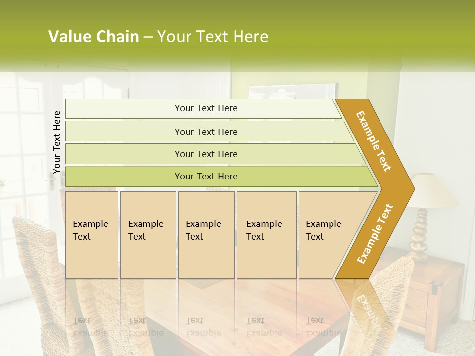 A Table With Chairs And A Lamp In A Room PowerPoint Template