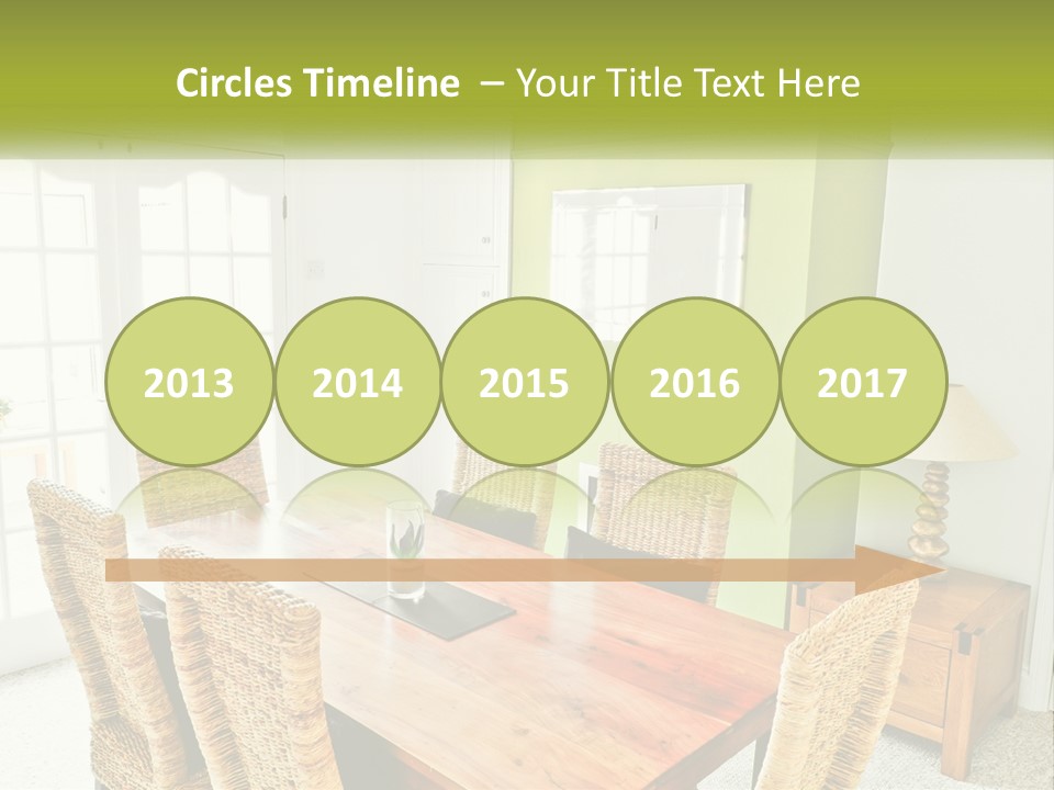 A Table With Chairs And A Lamp In A Room PowerPoint Template