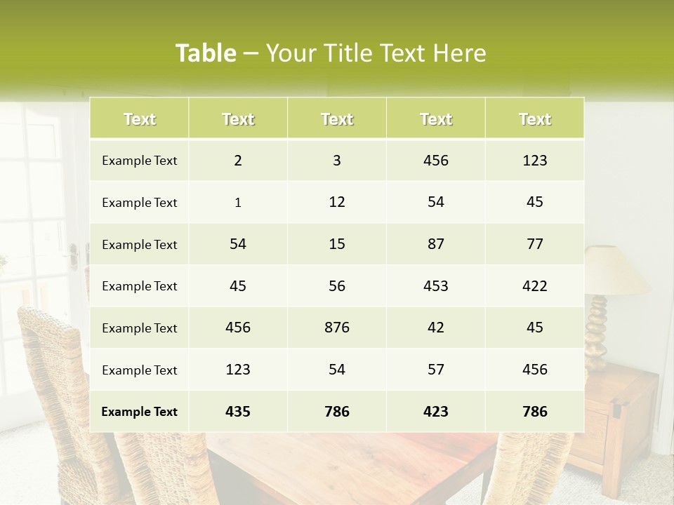 A Table With Chairs And A Lamp In A Room PowerPoint Template
