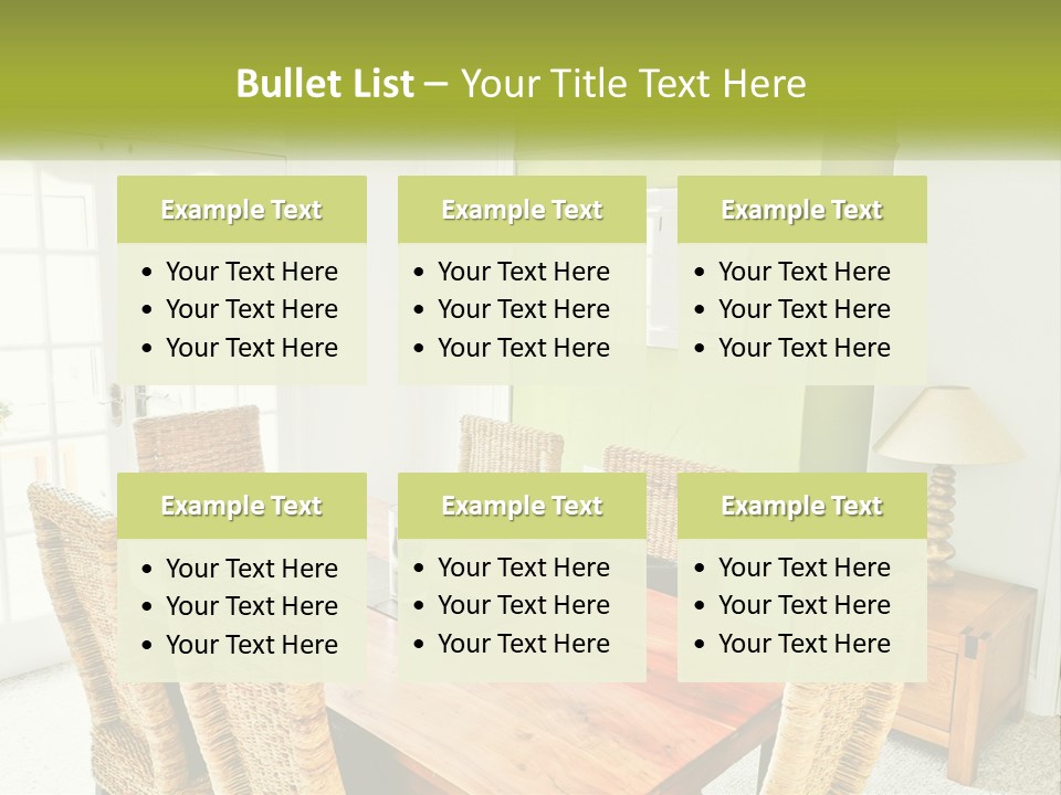 A Table With Chairs And A Lamp In A Room PowerPoint Template
