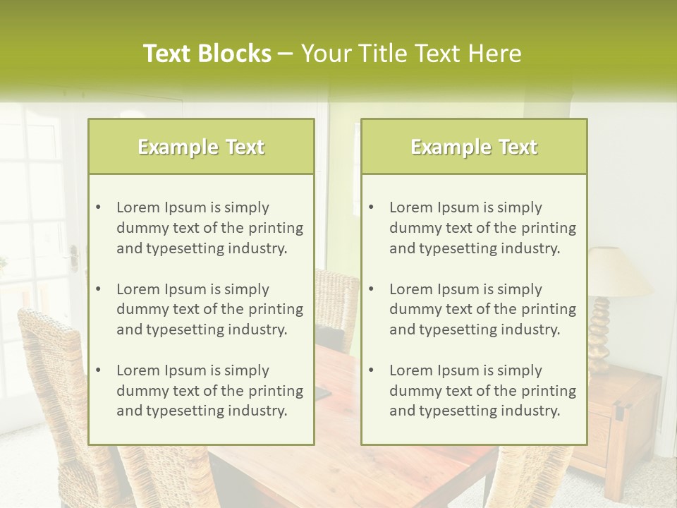 A Table With Chairs And A Lamp In A Room PowerPoint Template