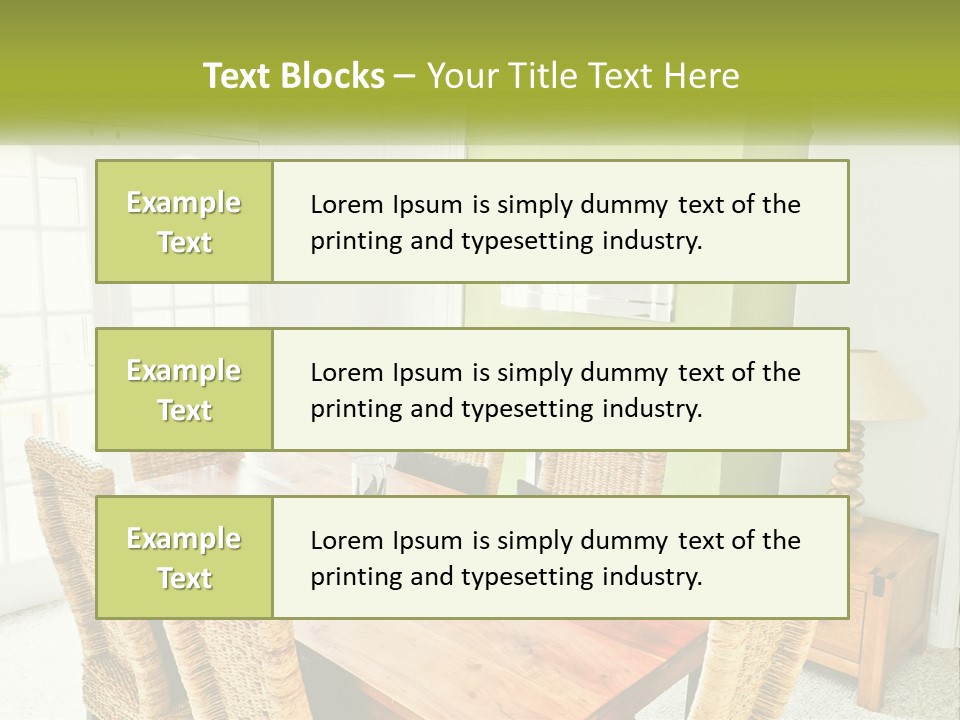 A Table With Chairs And A Lamp In A Room PowerPoint Template
