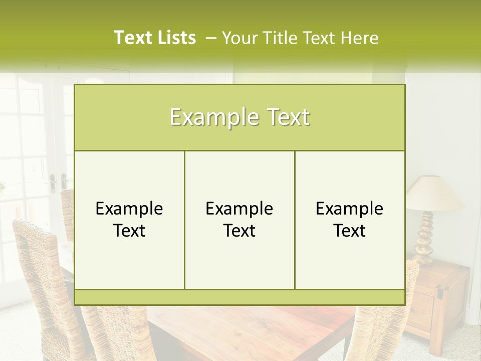 A Table With Chairs And A Lamp In A Room PowerPoint Template