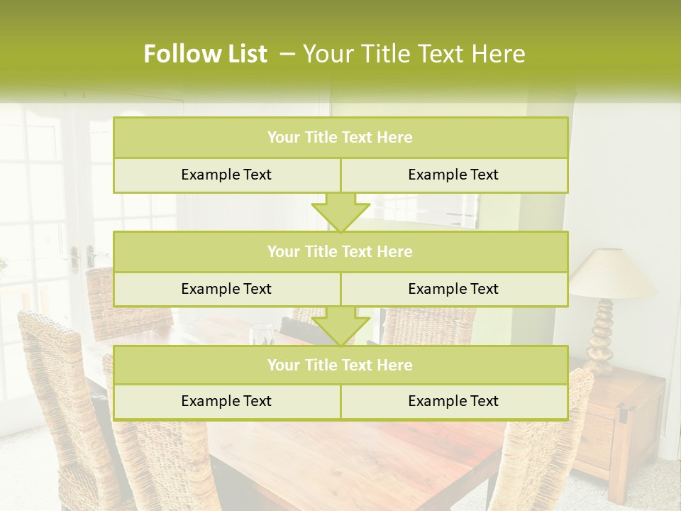 A Table With Chairs And A Lamp In A Room PowerPoint Template