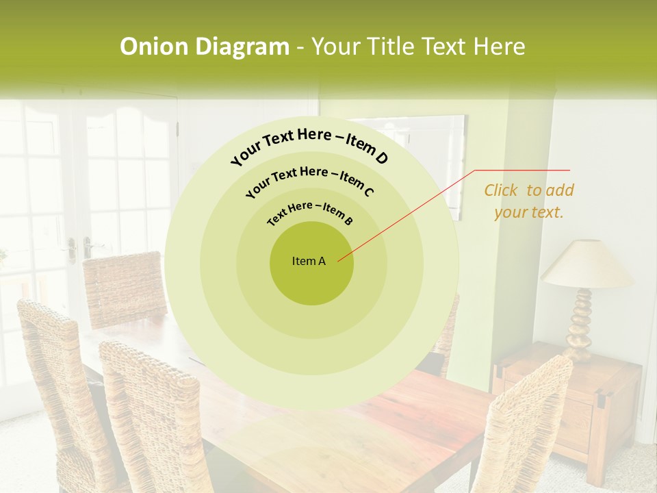 A Table With Chairs And A Lamp In A Room PowerPoint Template
