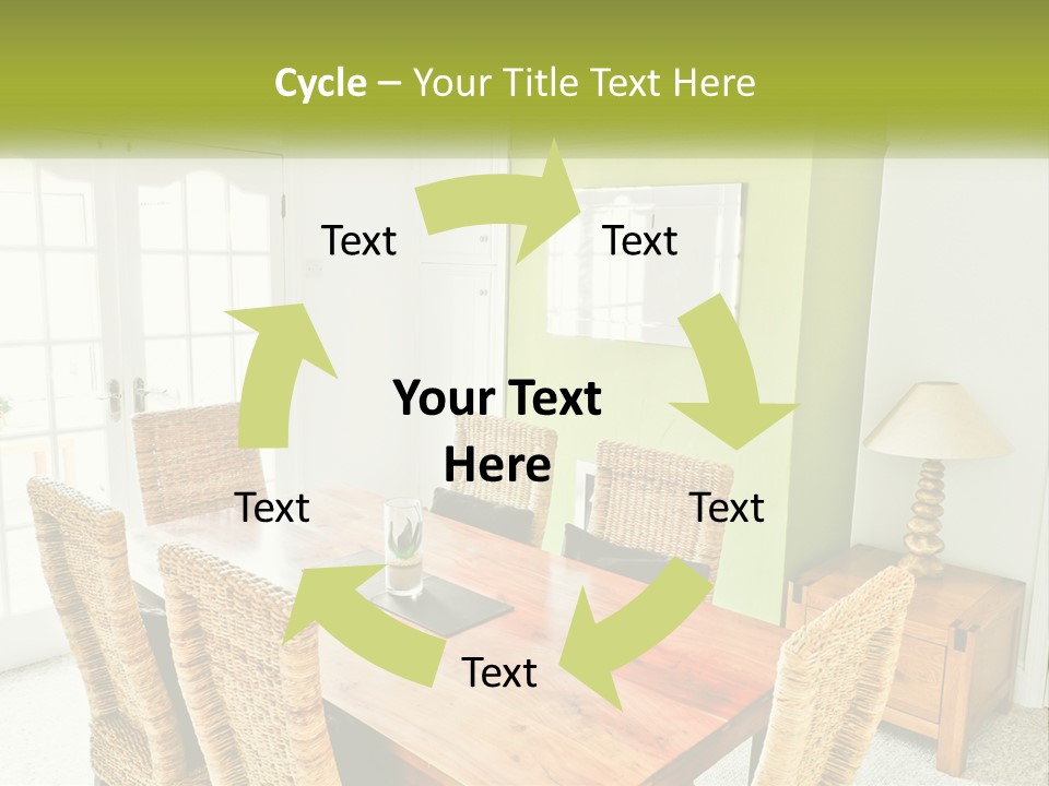A Table With Chairs And A Lamp In A Room PowerPoint Template