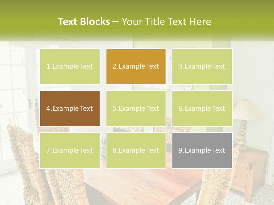 A Table With Chairs And A Lamp In A Room PowerPoint Template