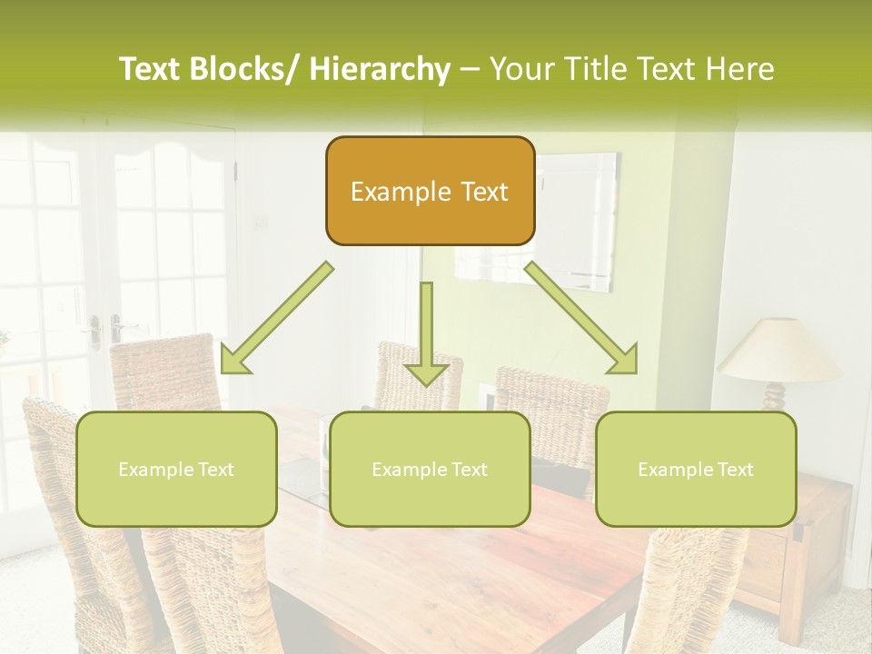 A Table With Chairs And A Lamp In A Room PowerPoint Template