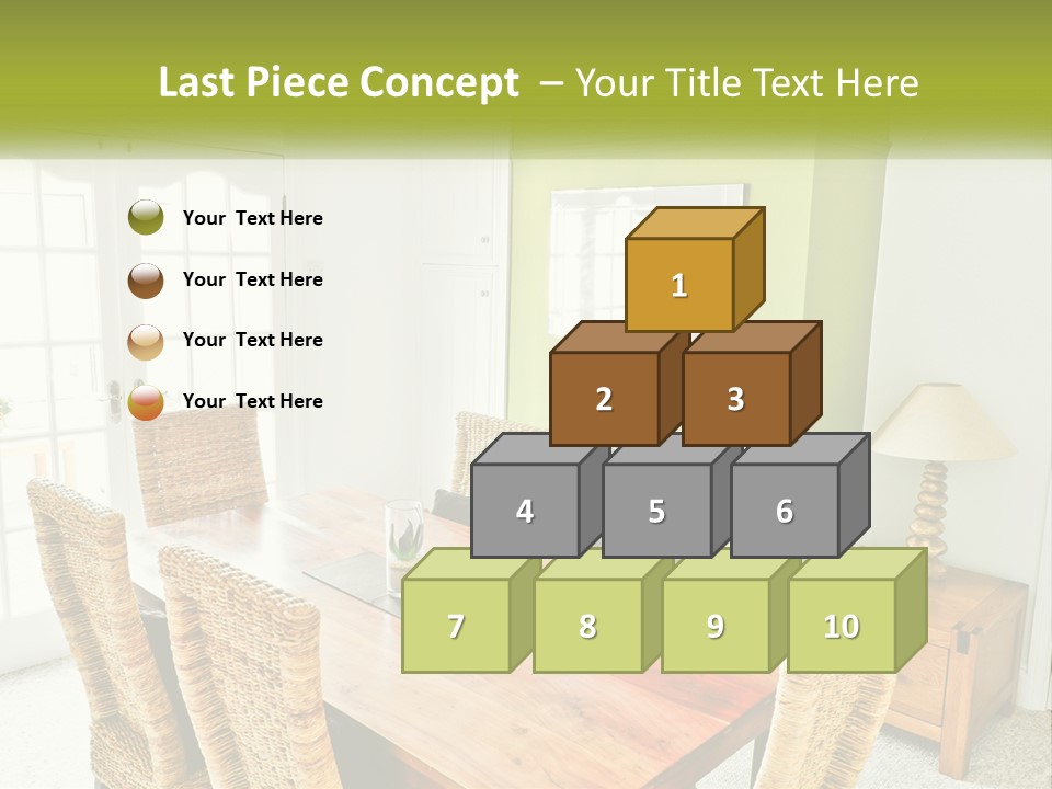 A Table With Chairs And A Lamp In A Room PowerPoint Template