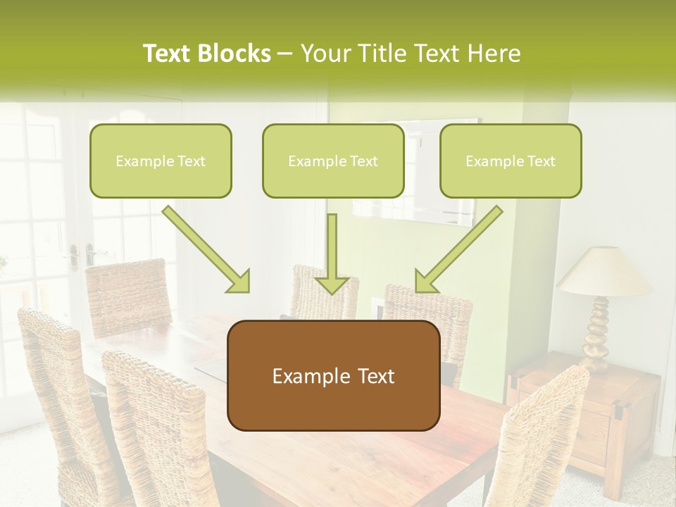 A Table With Chairs And A Lamp In A Room PowerPoint Template
