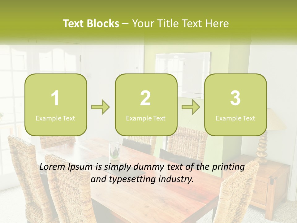 A Table With Chairs And A Lamp In A Room PowerPoint Template