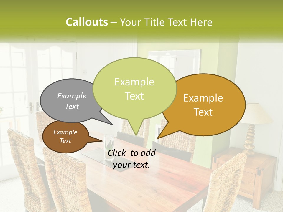 A Table With Chairs And A Lamp In A Room PowerPoint Template