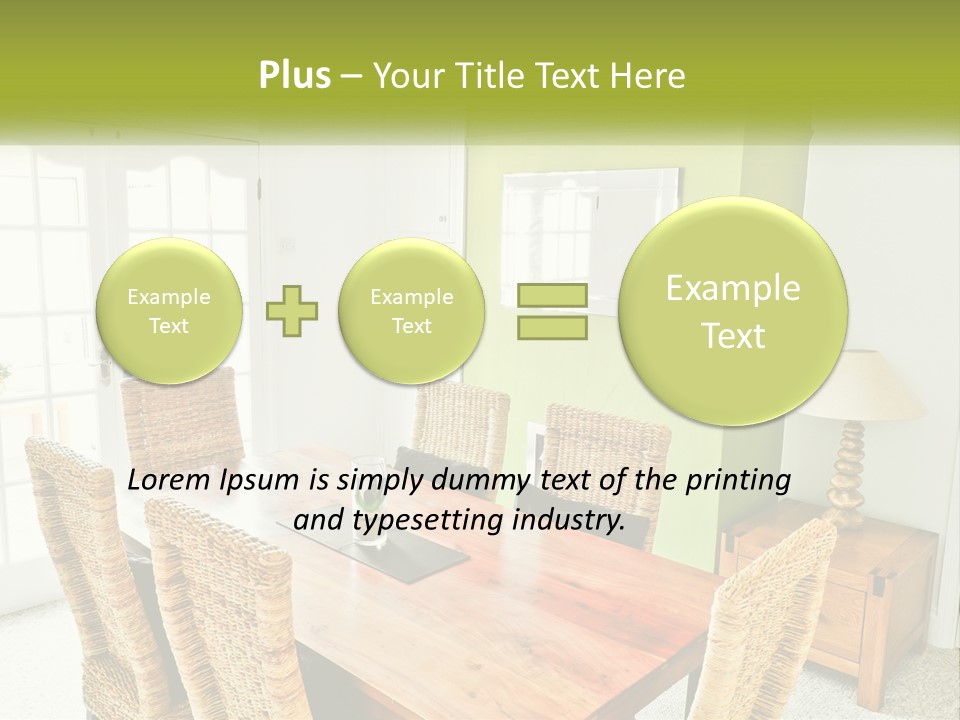 A Table With Chairs And A Lamp In A Room PowerPoint Template