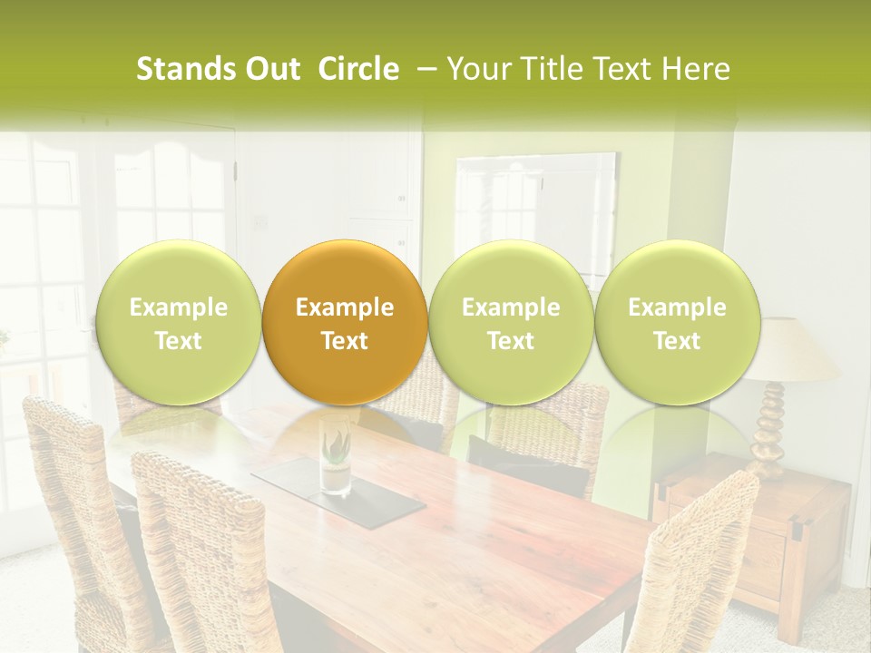 A Table With Chairs And A Lamp In A Room PowerPoint Template