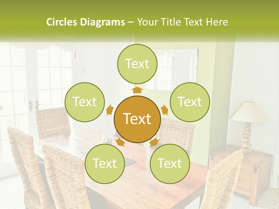 A Table With Chairs And A Lamp In A Room PowerPoint Template