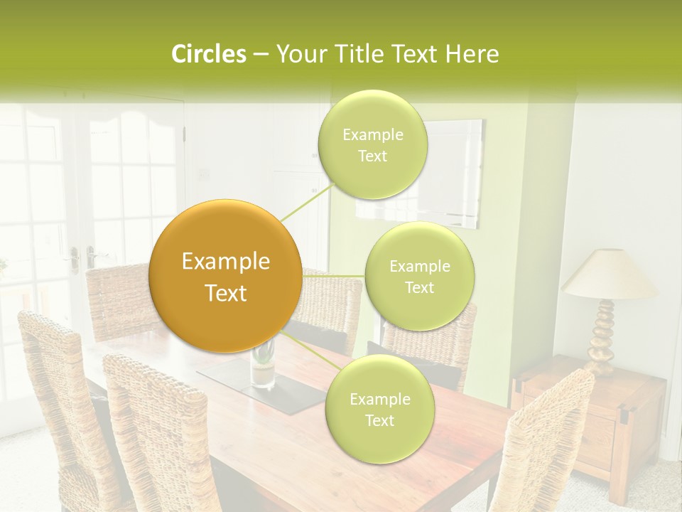 A Table With Chairs And A Lamp In A Room PowerPoint Template