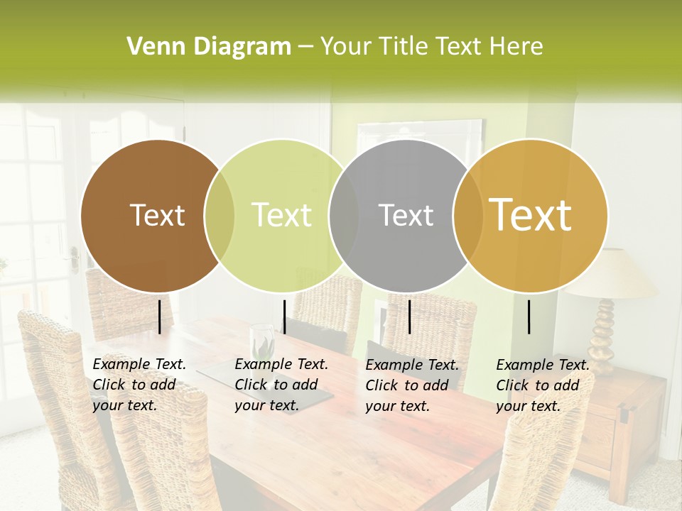 A Table With Chairs And A Lamp In A Room PowerPoint Template