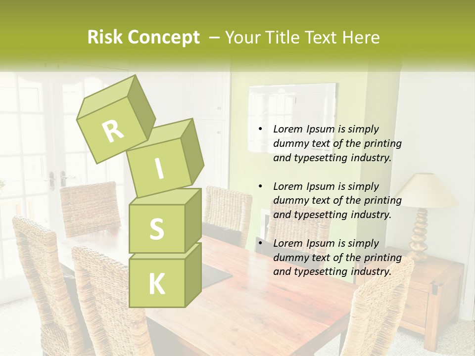 A Table With Chairs And A Lamp In A Room PowerPoint Template