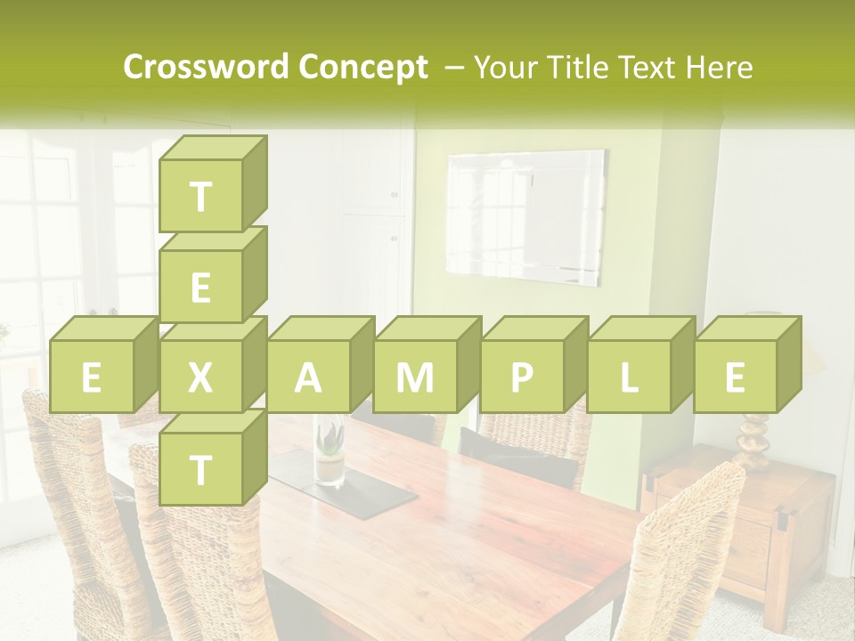 A Table With Chairs And A Lamp In A Room PowerPoint Template