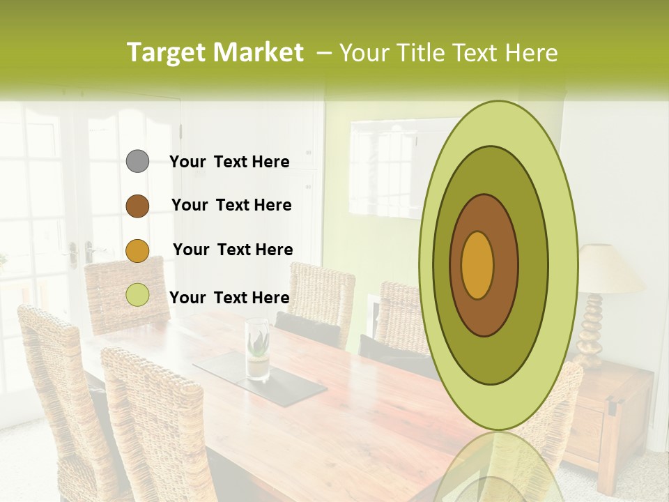 A Table With Chairs And A Lamp In A Room PowerPoint Template