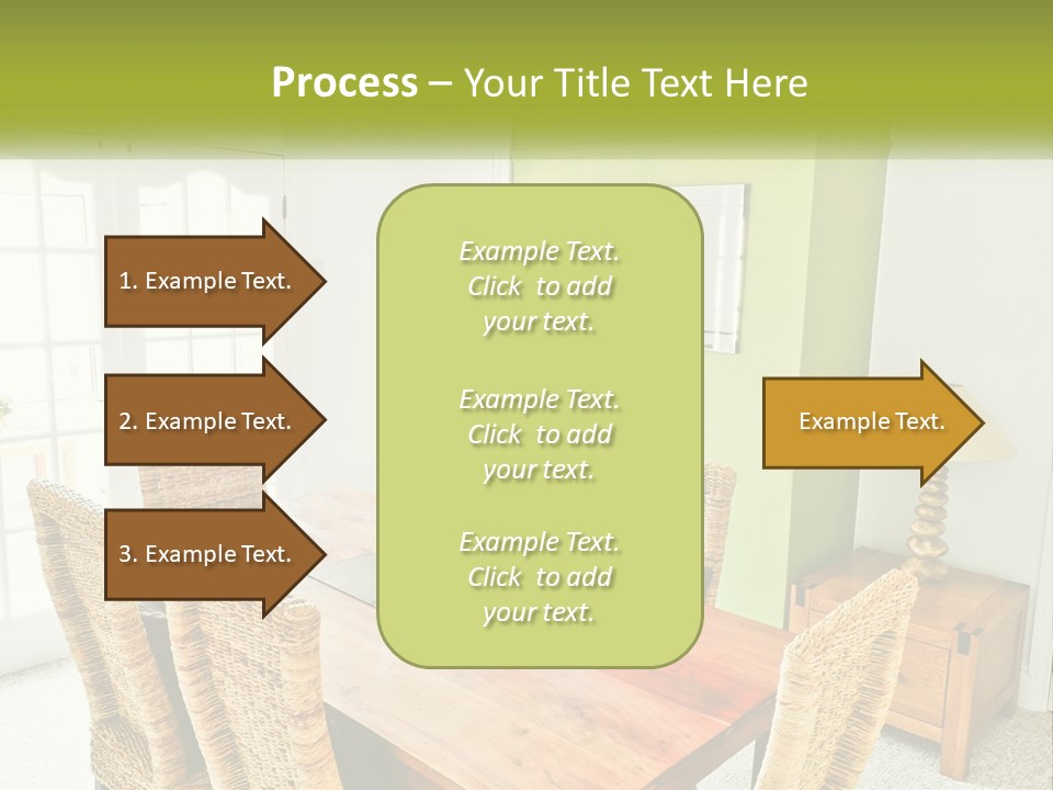 A Table With Chairs And A Lamp In A Room PowerPoint Template