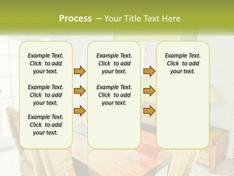 A Table With Chairs And A Lamp In A Room PowerPoint Template